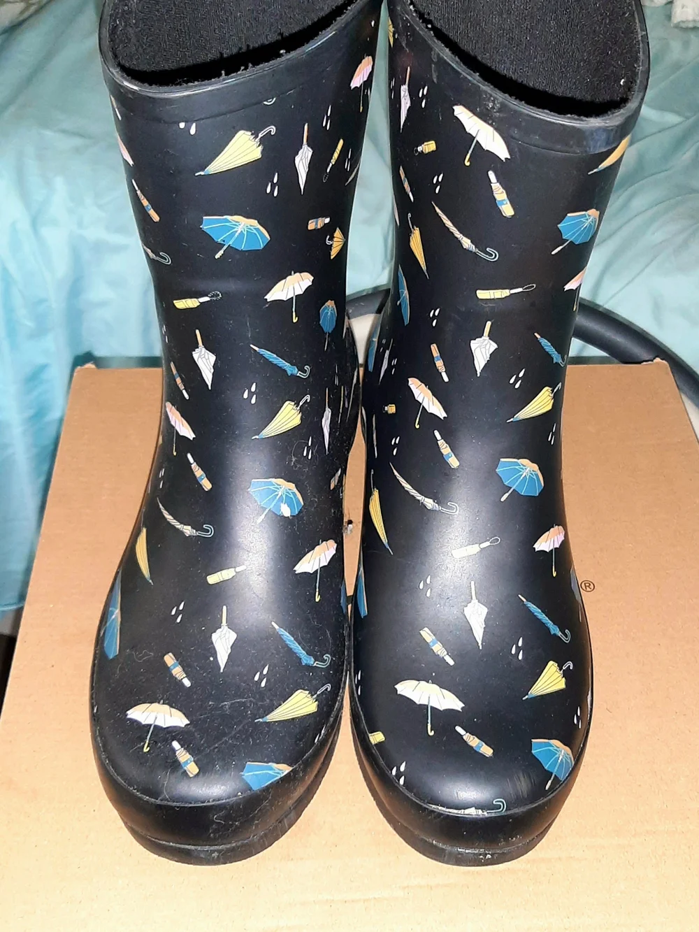 Chooka Black Umbrella Print Rain Boots - Women's